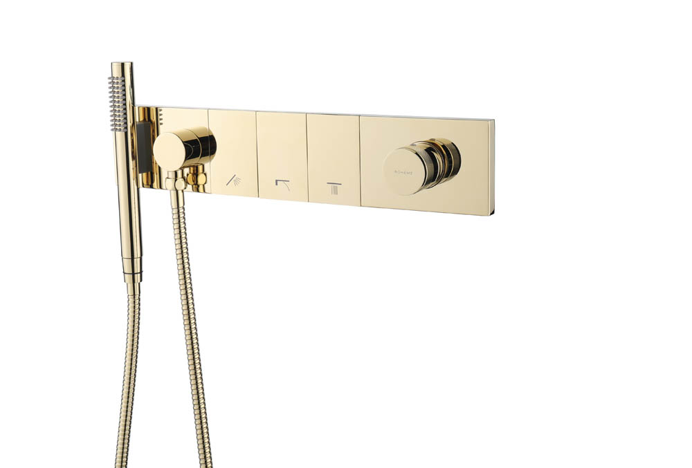 Фото Смеситель для душа Boheme Zodiac 132-SYS-G на 3 выхода золото глянец