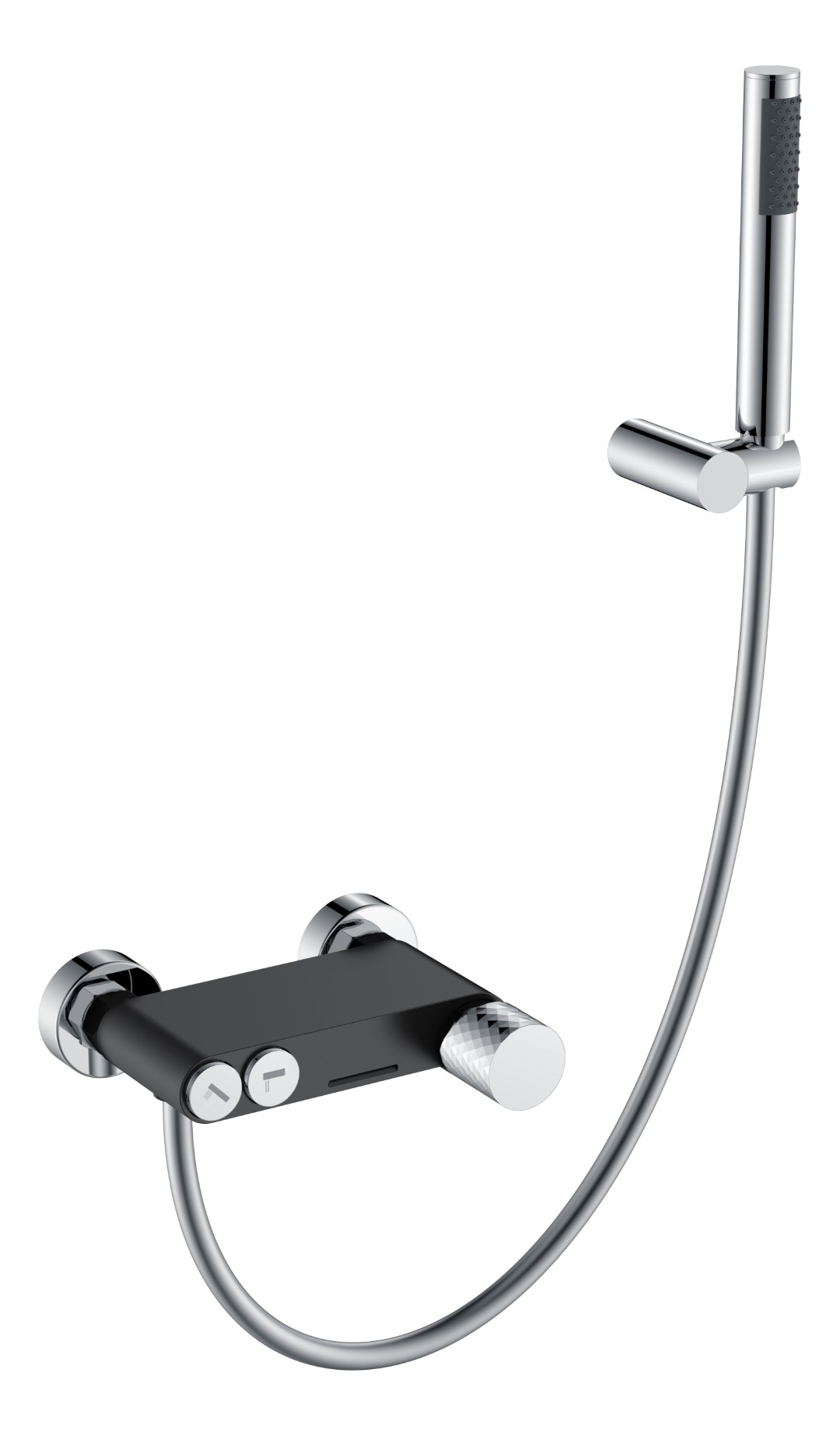 Фото Смеситель для ванны Boheme Stick 123-BCR черный матовый/хром глянец