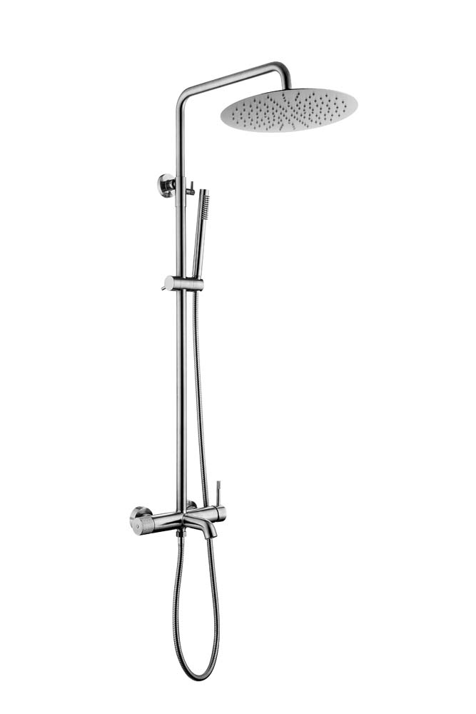 Фото Душевая стойка Boheme Uno 468-INOX со смесителем, брашированная нержавеющая сталь