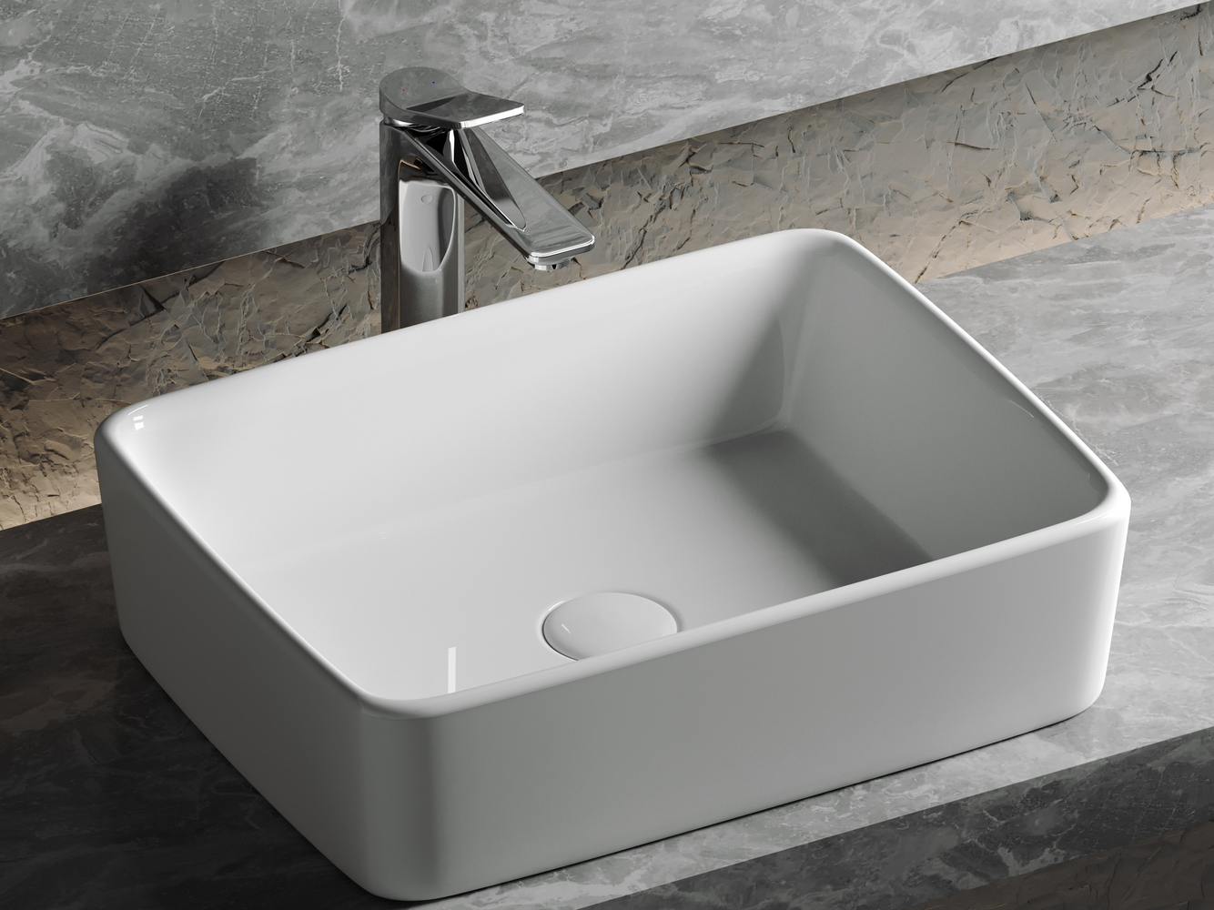 Фото Раковина Ceramicanova Element CN6037 накладная 48 × 37 × 13 см, белый глянцевый