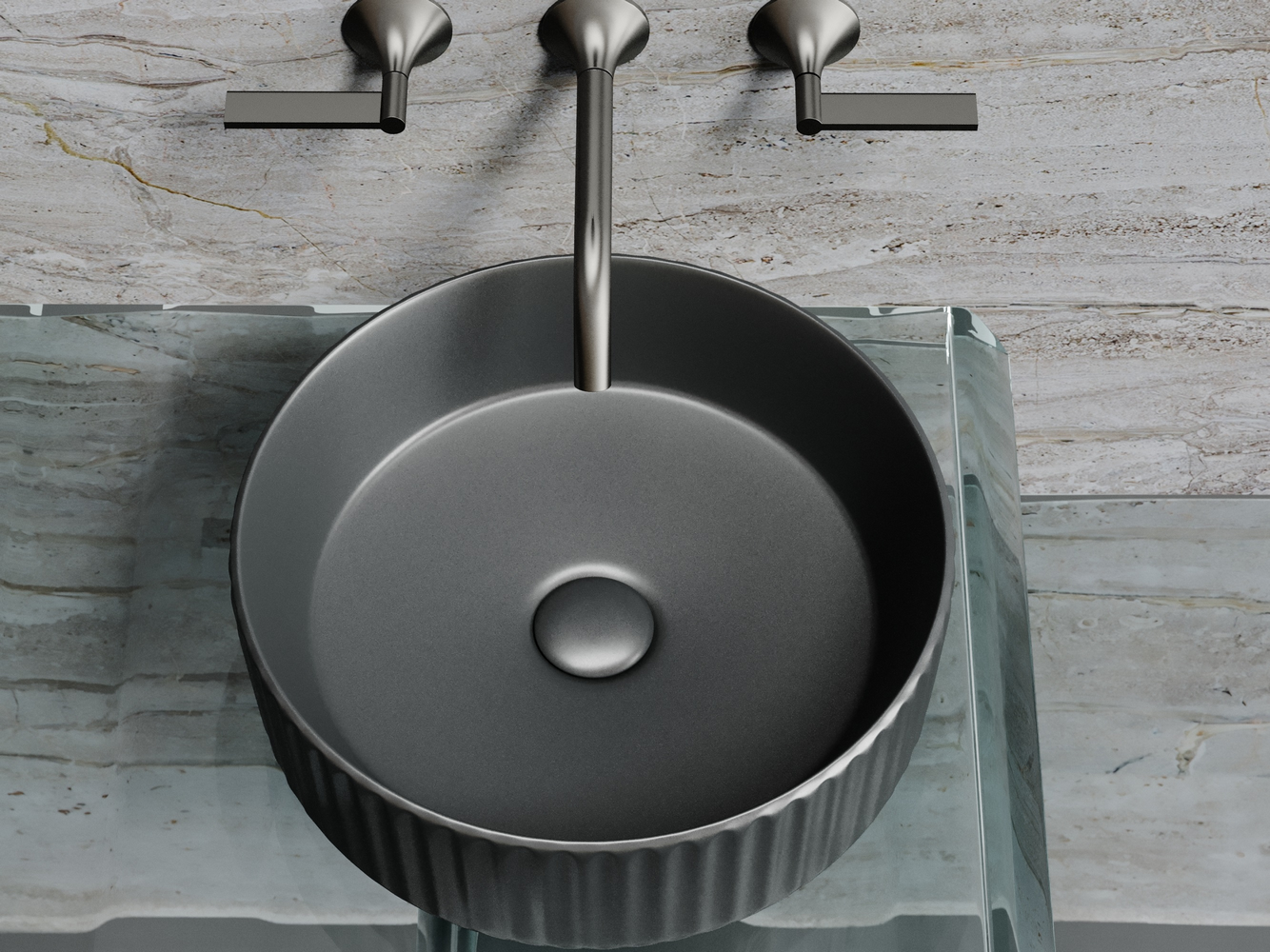 Фото Раковина Ceramicanova Element CN6057MDH накладная 36 × 36 × 11,5 см, темный антрацит матовый