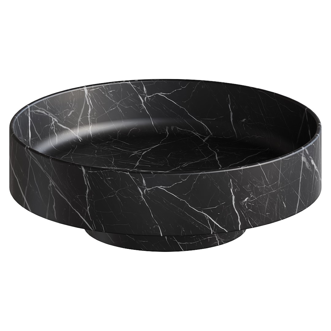 Фото Раковина Boheme Sole 801-NM накладная круглая 40 см, Nero Marquina (черный с мраморным рисунком)