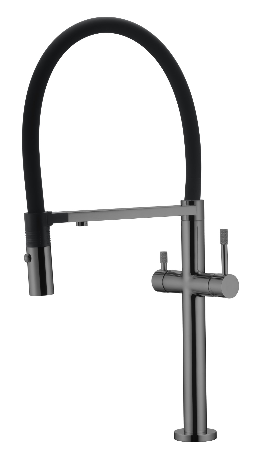 Фото Смеситель для кухни Boheme Uno 115-SGM с краном для фильтра графит глянец