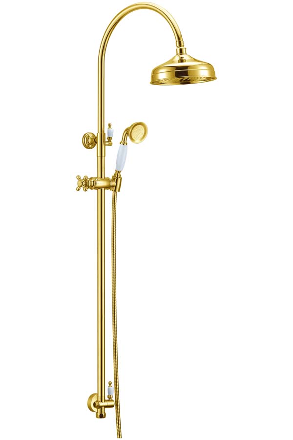 Фото Душевая стойка Boheme Imperiale 402 с верхним и ручным душем, глянцевое золото