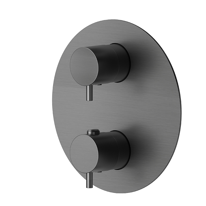 Фото Смеситель Newform X-Steel 316 69663EX.59.064 для душа термостат с переключателем на 5 потоков, оружейная сталь браш PVD
