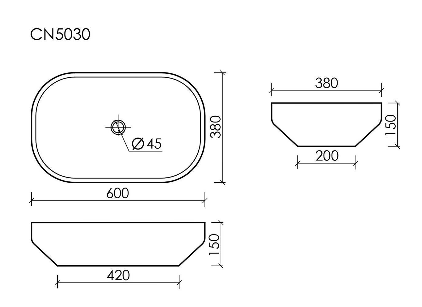 Фото Раковина Ceramicanova Element CN5030 накладная 60 × 38 × 15 см, белый глянцевый