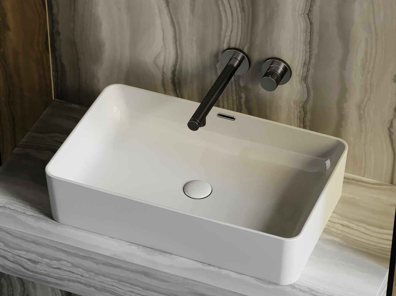 Фото Раковина Ceramicanova Element CN6065 накладная 60,5 × 38,5 × 14 см, белый глянцевый