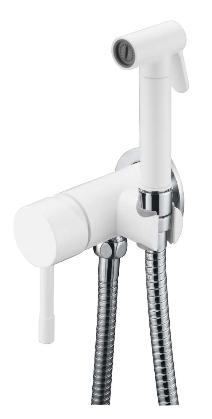 Фото Гигиенический душ Boheme Uno 467-WCR со смесителем белый матовый/хром глянец