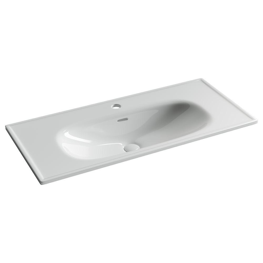 Фото Раковина Ceramicanova Sabo CN13003 мебельная 100 × 46 × 18 см, белый глянцевый