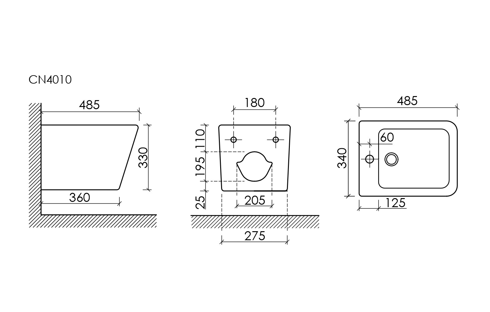 Фото Биде Ceramicanova Union CN4010MB подвесное, черный матовый