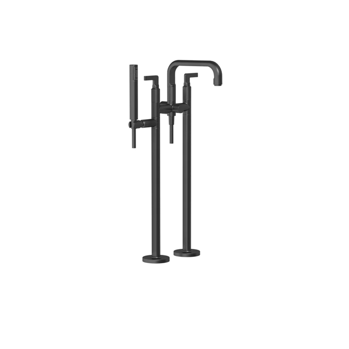 Фото Смеситель Gessi Inciso 58029#299 напольный для ванны с душем, черный матовый