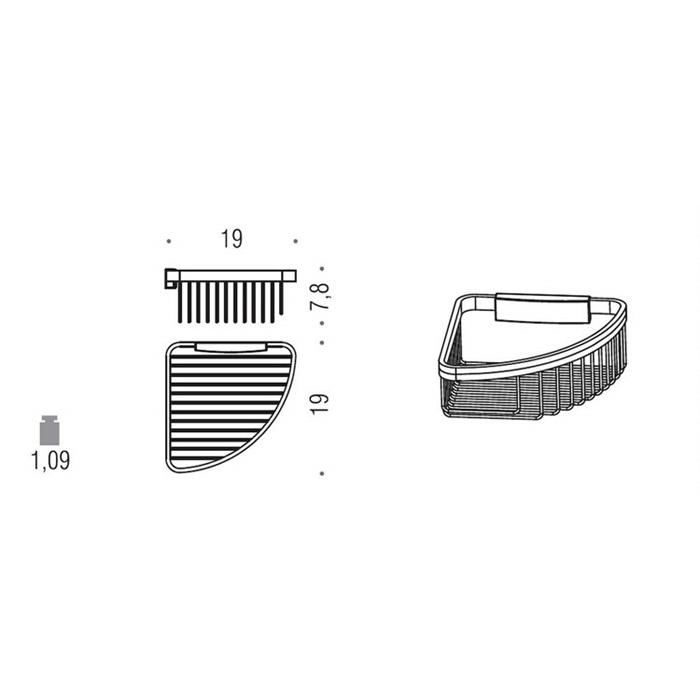 Фото Полка Colombo Angolari B9648.CR подвесная L 19 см хром глянец