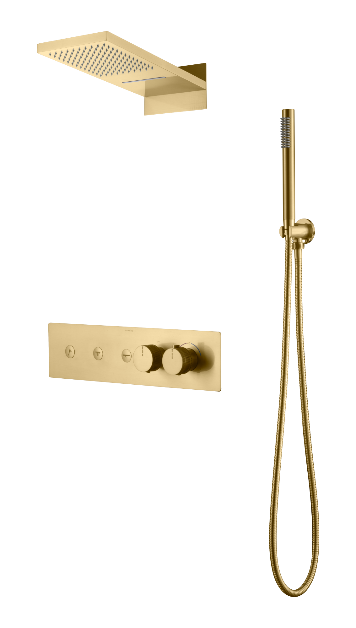 Фото Душевая система Boheme Fusion 131-MG с термостатом matt gold, золото матовое