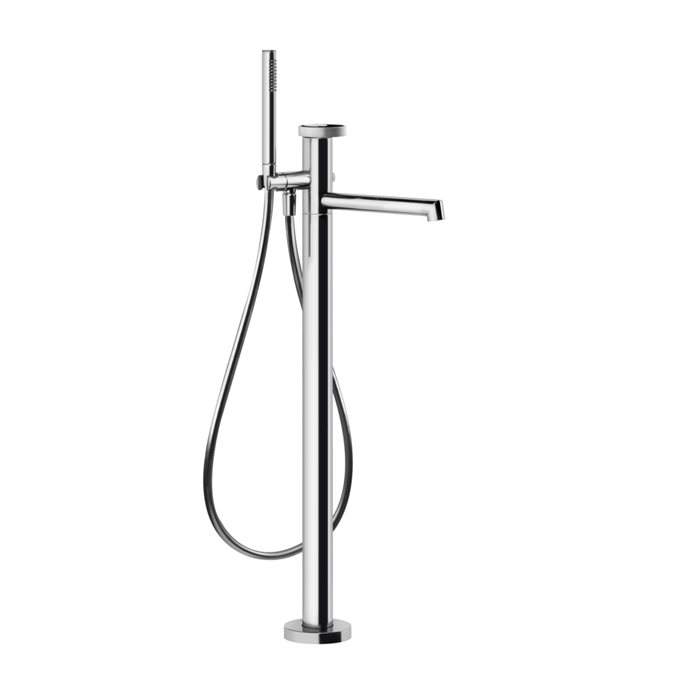 Фото Смеситель Gessi Anello 63328#707 напольный для ванны с душем, черный хром браш pvd