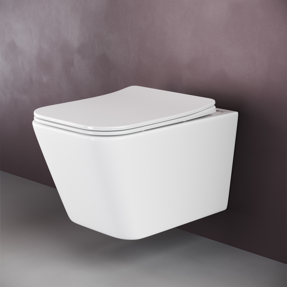 Фото Унитаз Ceramicanova Metric CN3007 безободковый с сиденьем подвесной, белый глянцевый