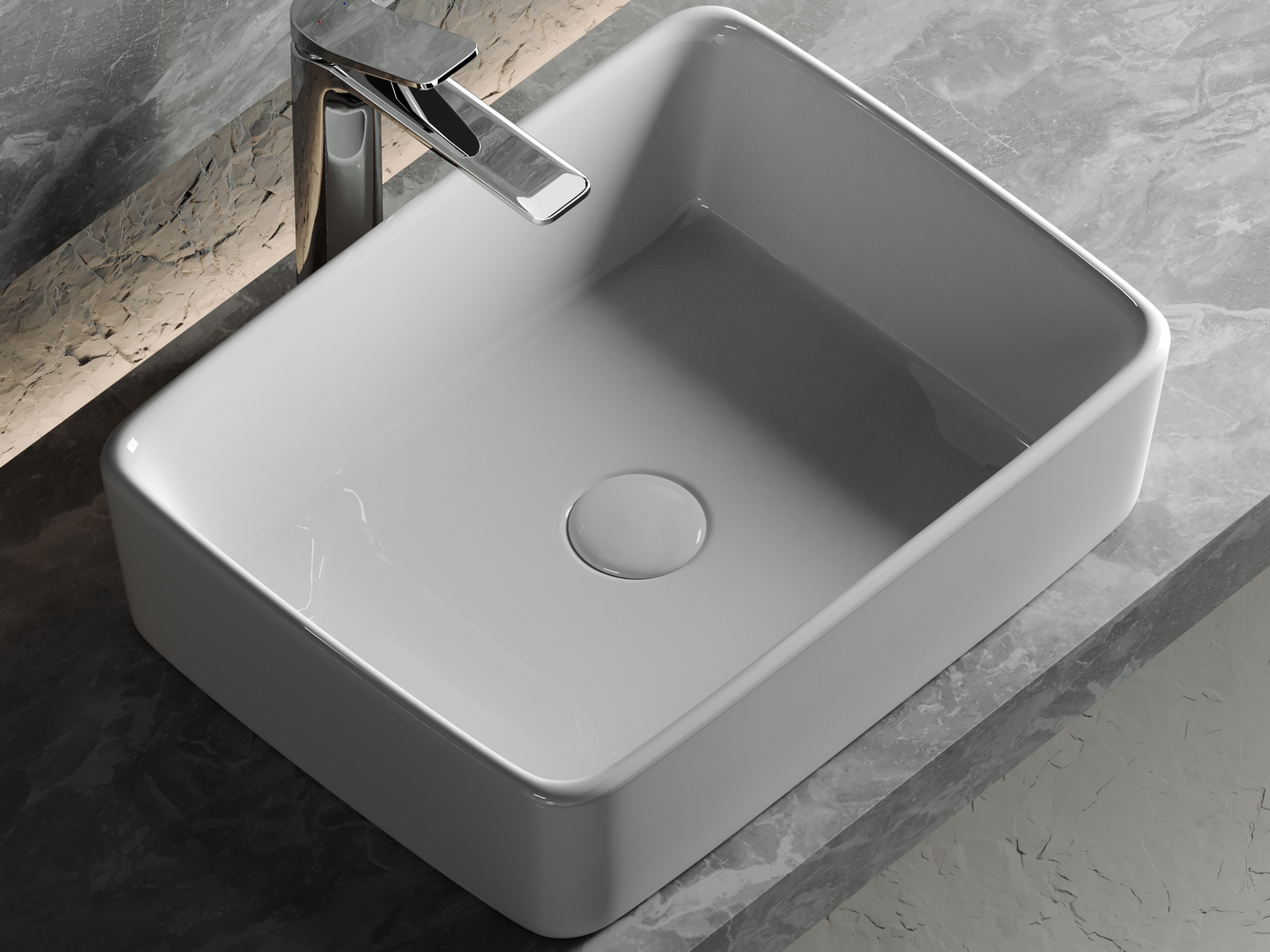 Фото Раковина Ceramicanova Element CN6037 накладная 48 × 37 × 13 см, белый глянцевый