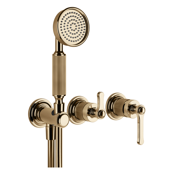 Фото Смеситель Gessi Venti20 65036#735 для душа с переключателем на 2 потока, бронза глянец pvd