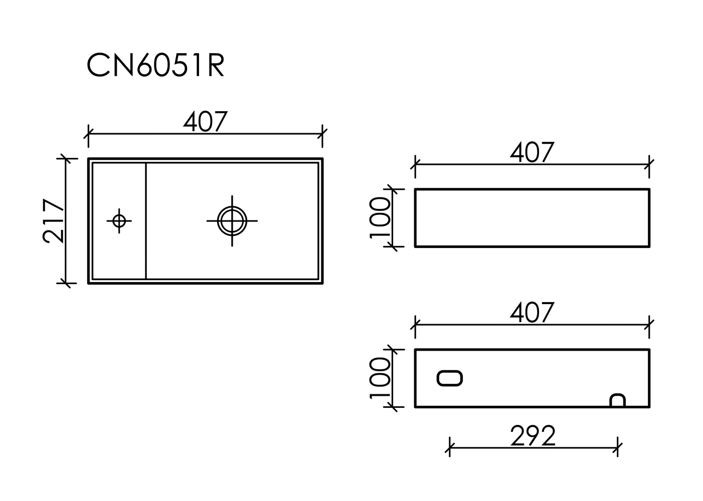 Фото Раковина Ceramicanova Element CN6051R подвесная 40,7 × 21,7 × 10 см, белый глянцевый