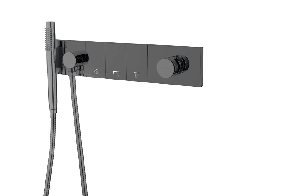 Фото Смеситель для душа Boheme Zodiac 132-SYS-SGM на 3 выхода shine gun metal, графит глянец