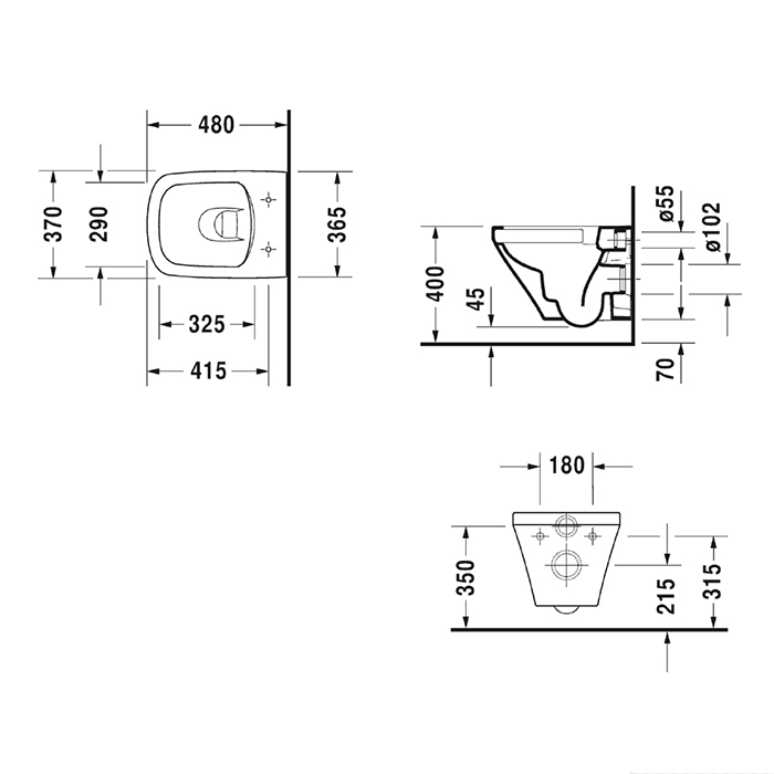Фото Унитаз подвесной укороченный Duravit DuraStyle 2571090000, безободковый, без сиденья, белый глянцевый