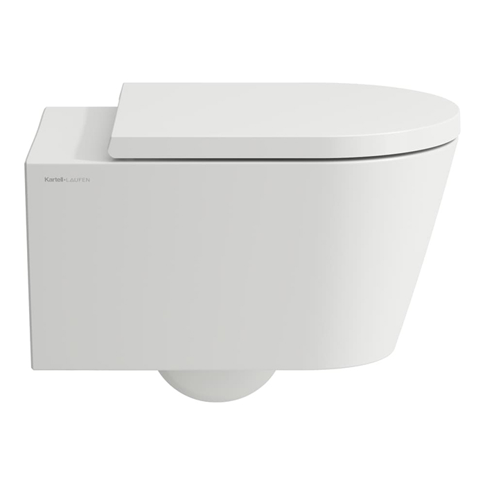 Фото Унитаз подвесной укороченный Laufen Kartell 8.2033.3.757.000.1, безободковый, без сиденья, белый матовый