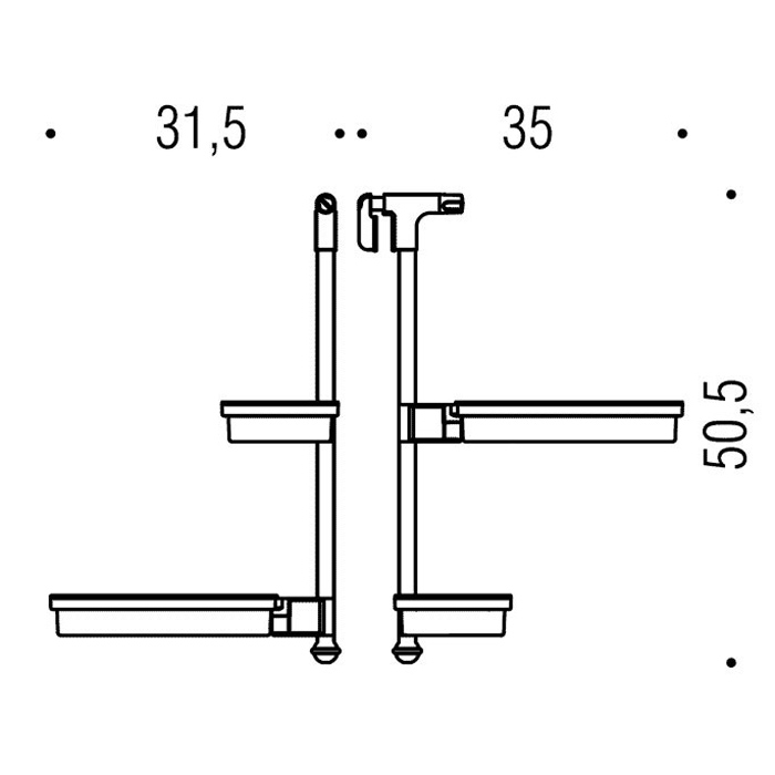 Фото Полка Colombo Isole Piantane B9710.CR-BI подвесная хром глянец