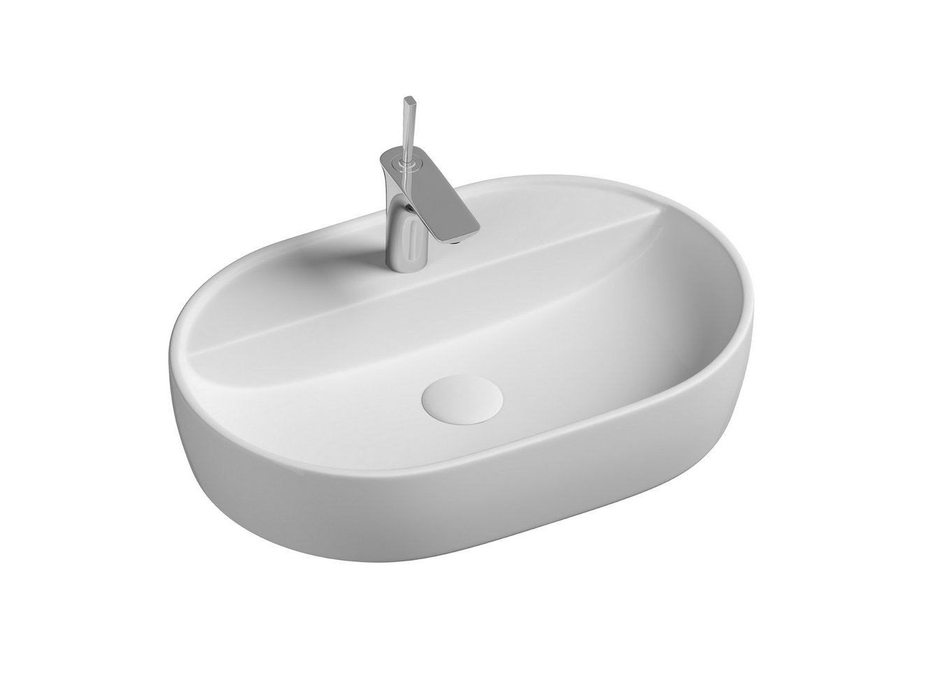 Фото Раковина Ceramicanova Element CN6035 накладная 60 × 40 × 12,5 см, белый глянцевый