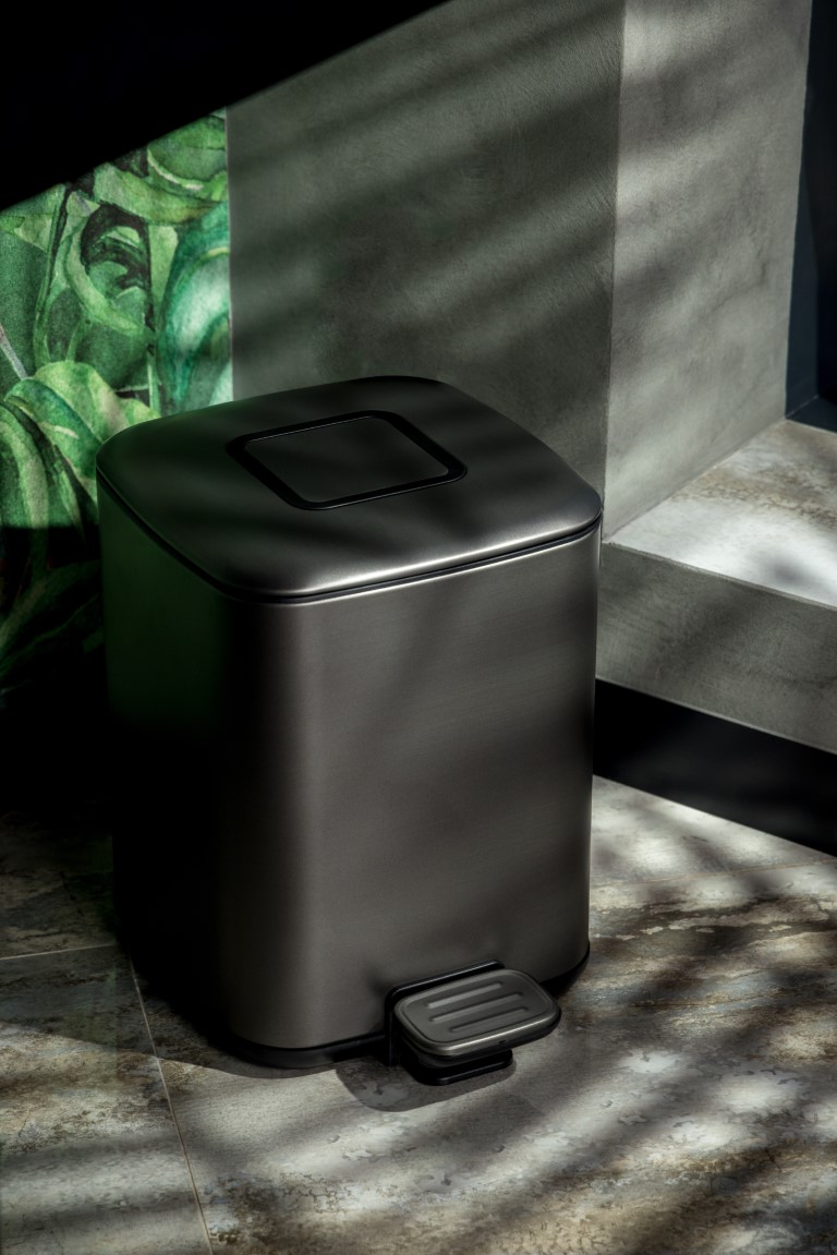 Фото Мусорное ведро Boheme Q 10948-GM, gun metall, графит матовый 9 л