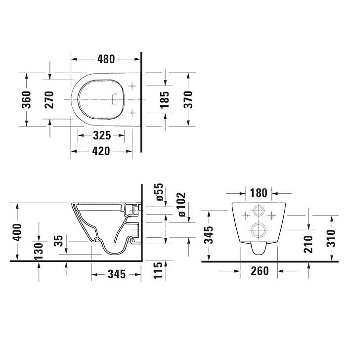 Фото Унитаз подвесной укороченный Duravit D-Code 45880900A1, безободковый, с сиденьем с микролифтом, белый глянцевый