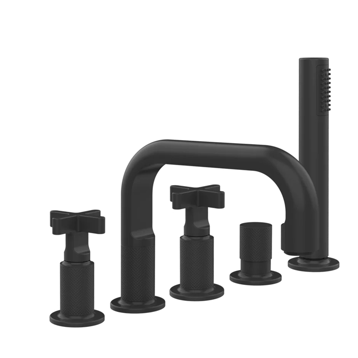 Фото Смеситель Gessi Inciso 58140#299 для ванны с душем, черный матовый