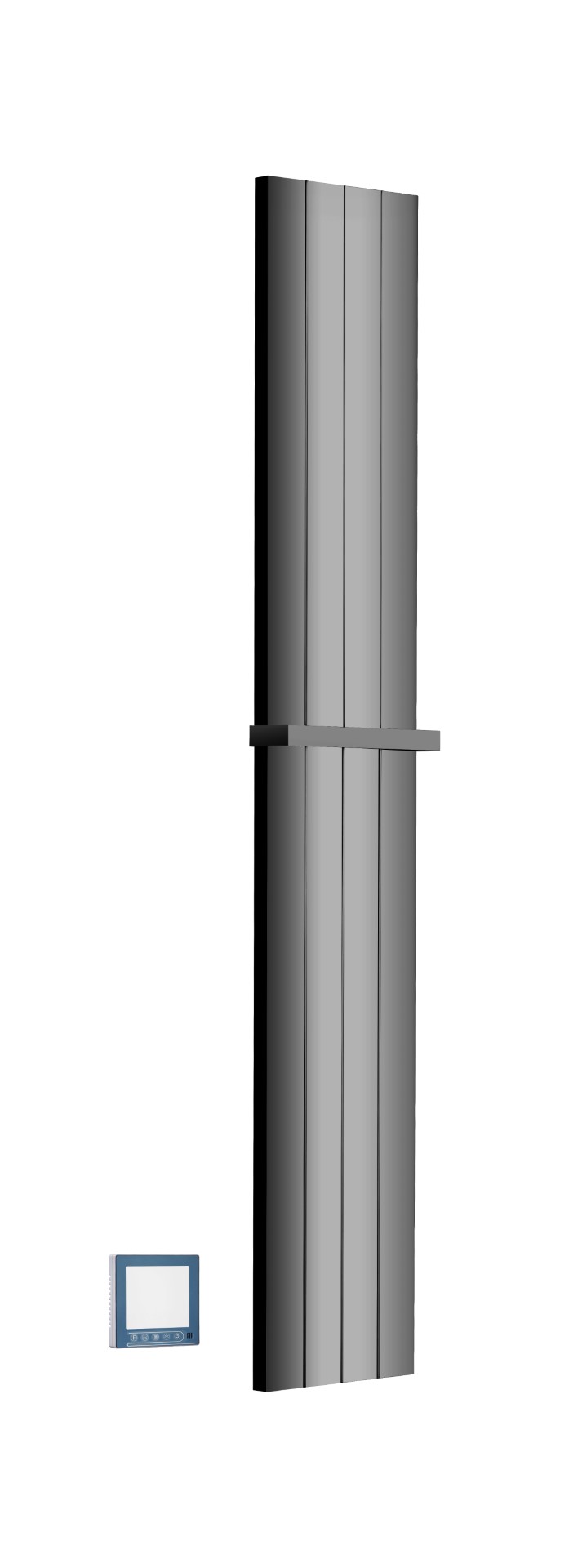 Фото Полотенцесушитель Boheme Flat 725-SGM электрический, shine gun metal, графит глянец  h150х27 см