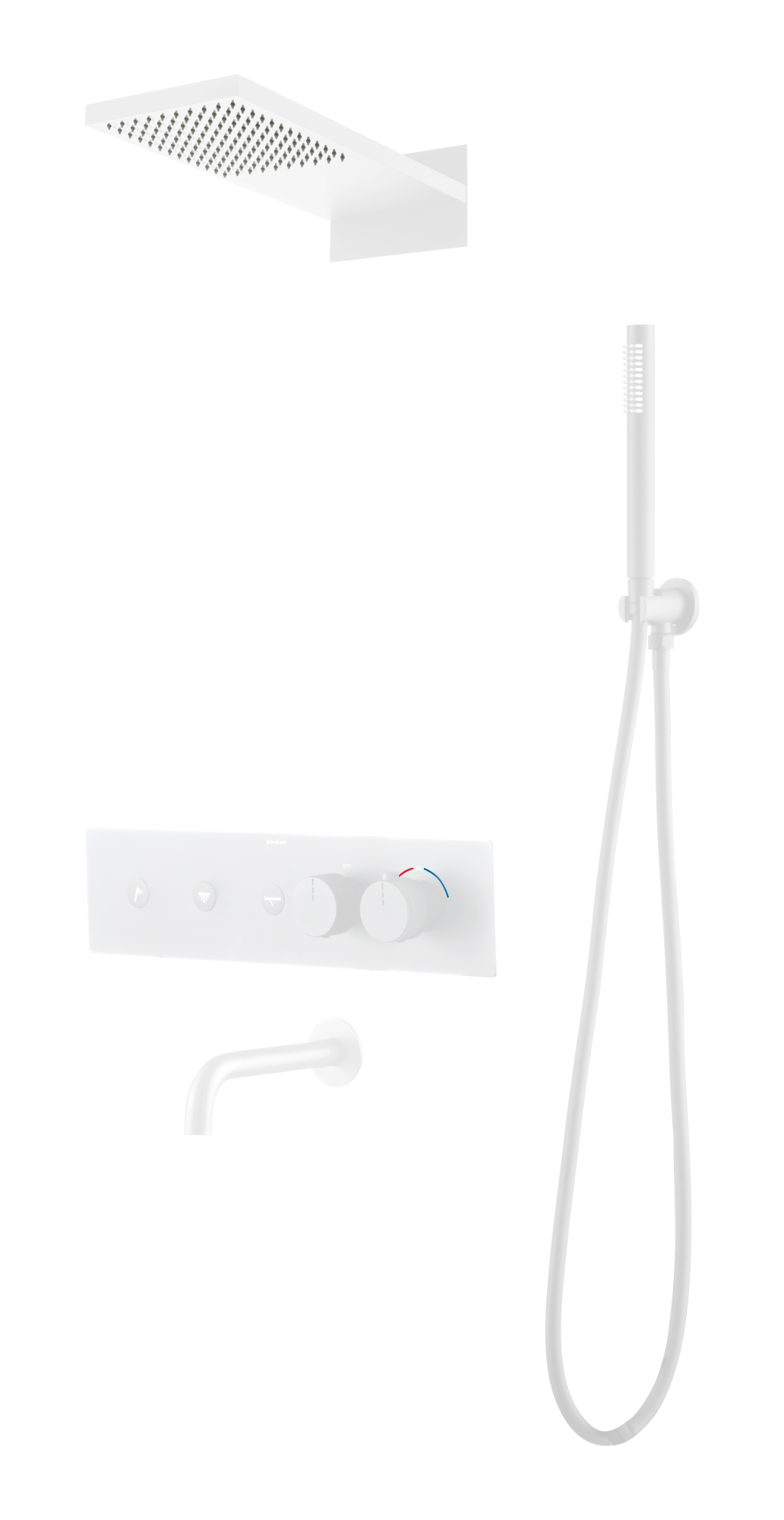 Фото Душевая система Boheme Fusion 131-2-MW с термостатом белый матовый