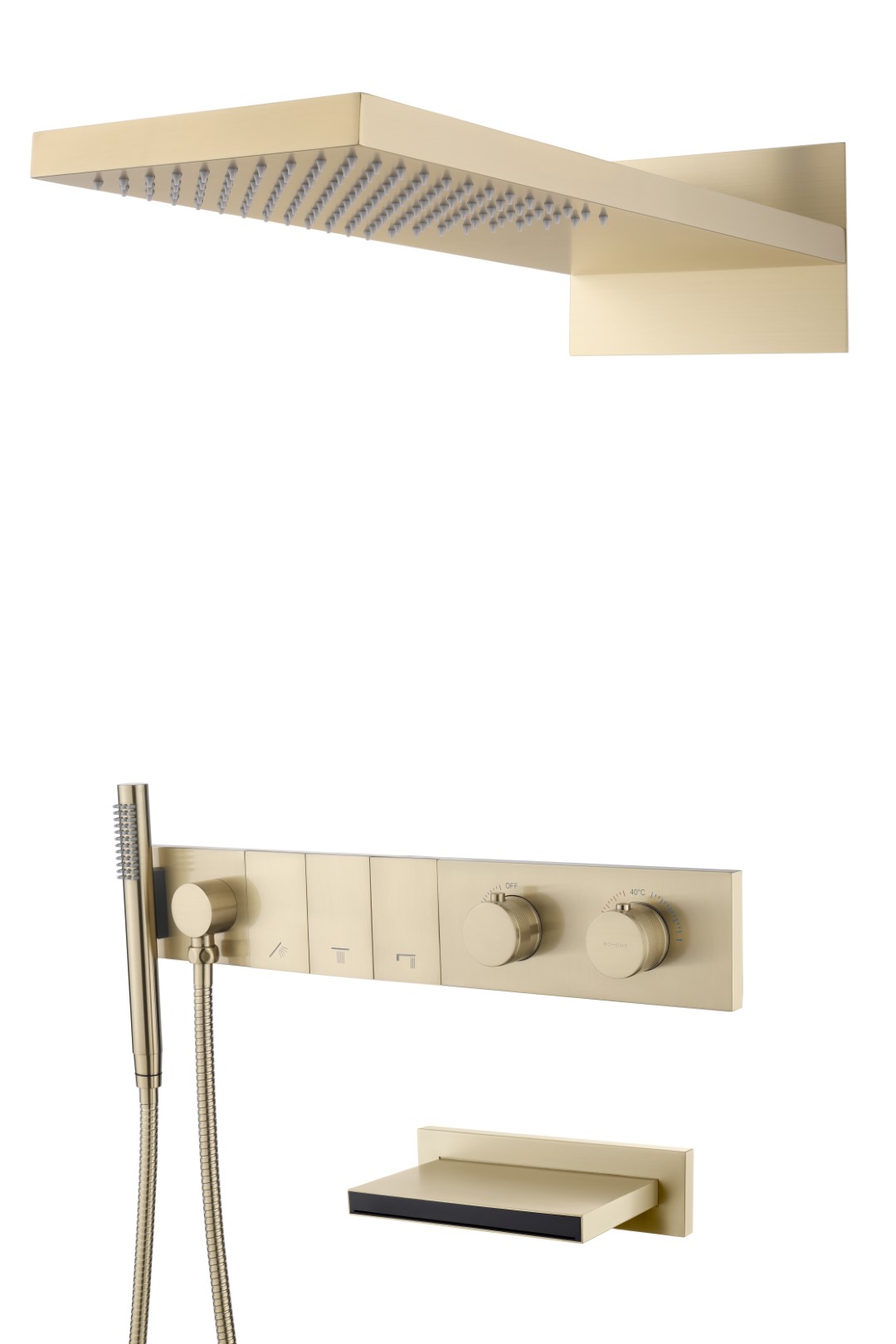 Фото Душевая система Boheme Zodiac 133-2-MG с термостатом matt gold, золото матовое