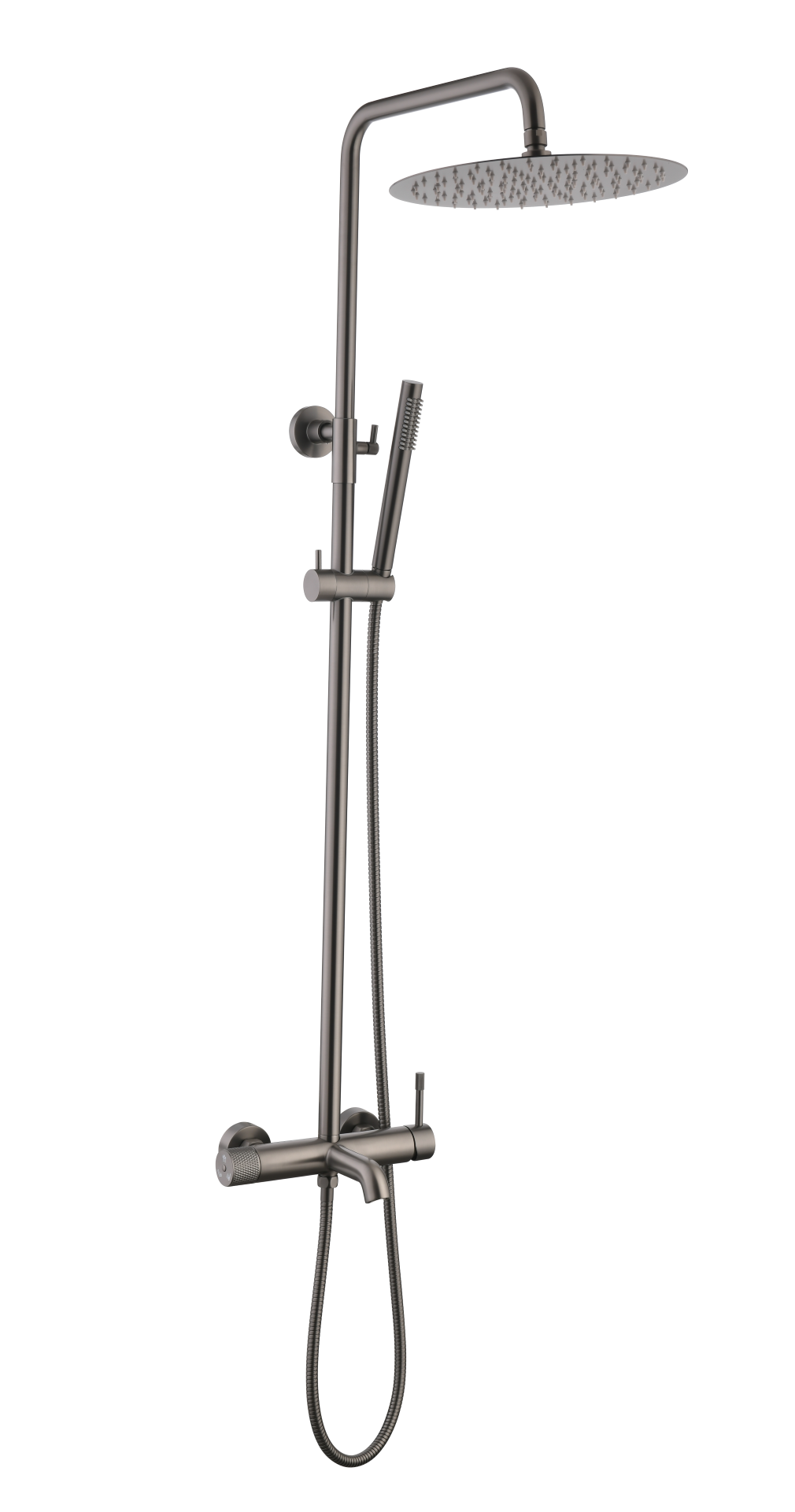 Фото Душевая стойка Boheme Uno 468-GM с изливом, gun metal, графит матовый