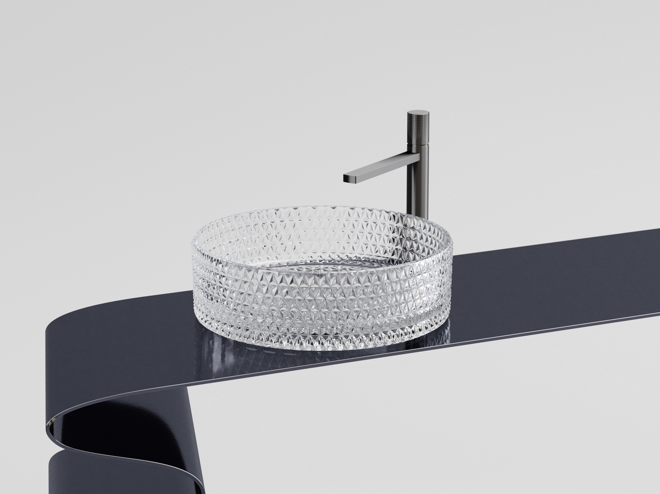 Фото Раковина Ceramicanova Cristal CN6062 накладная 36 × 36 × 11,2 см, прозрачная глянцевая