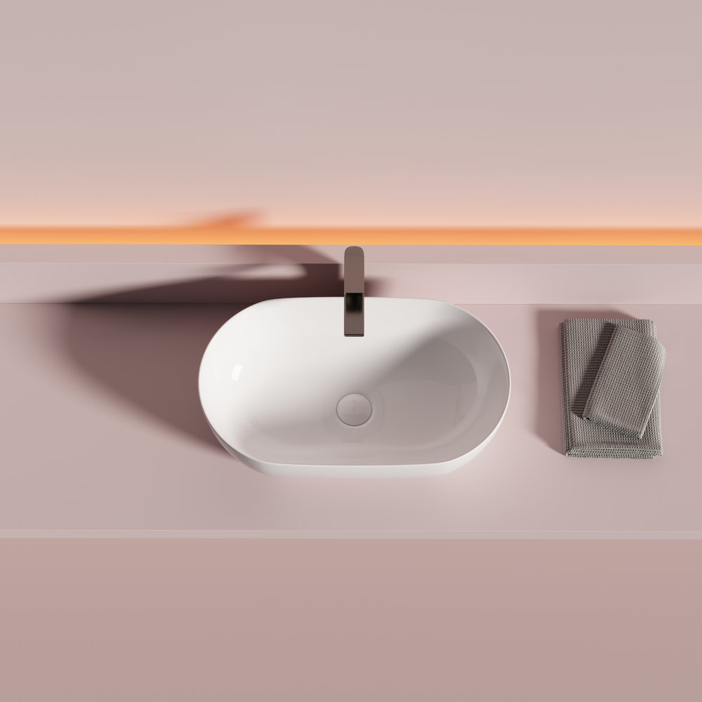 Фото Раковина Ceramicanova Twist CN12001 накладная 50 × 30 × 14 см, белый глянцевый