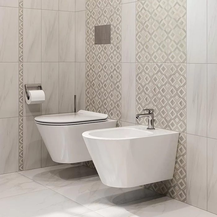 Фото Унитаз подвесной Kerama Marazzi Plaza Modern KMPMWc53GWh2, безободковый, без сиденья, белый глянцевый