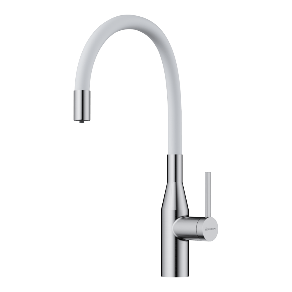 Фото Смеситель для кухни Omoikiri Yatomi 2 Plus-BN-WH 4994345 нержавеющая сталь / белый