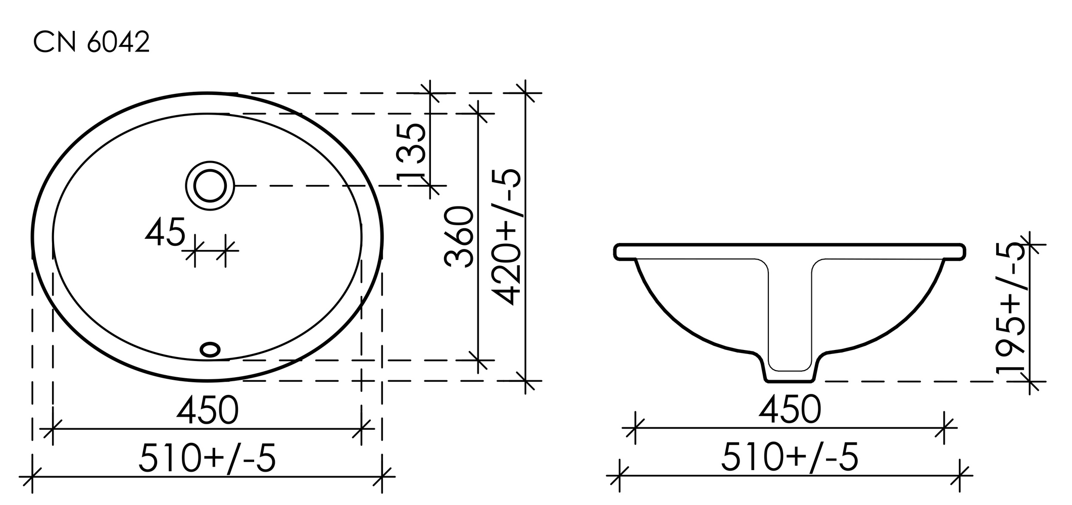 Фото Раковина Ceramicanova Element CN6042 встраиваемая под столешницу 51 × 42 × 19,5 см, белый глянцевый