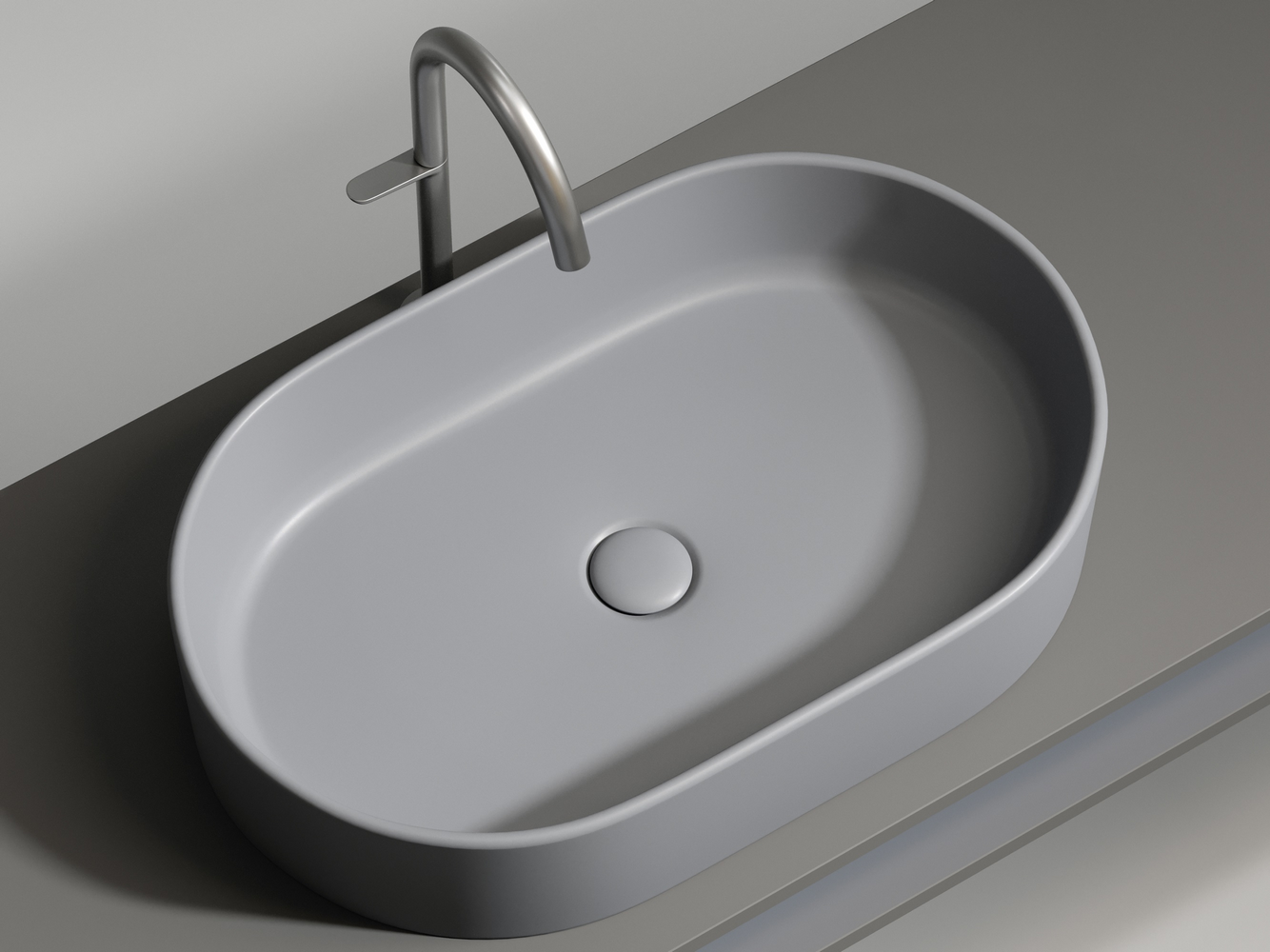 Фото Раковина Ceramicanova Element CN6048MH накладная 60 × 38,5 × 12,2 см, антрацит матовый