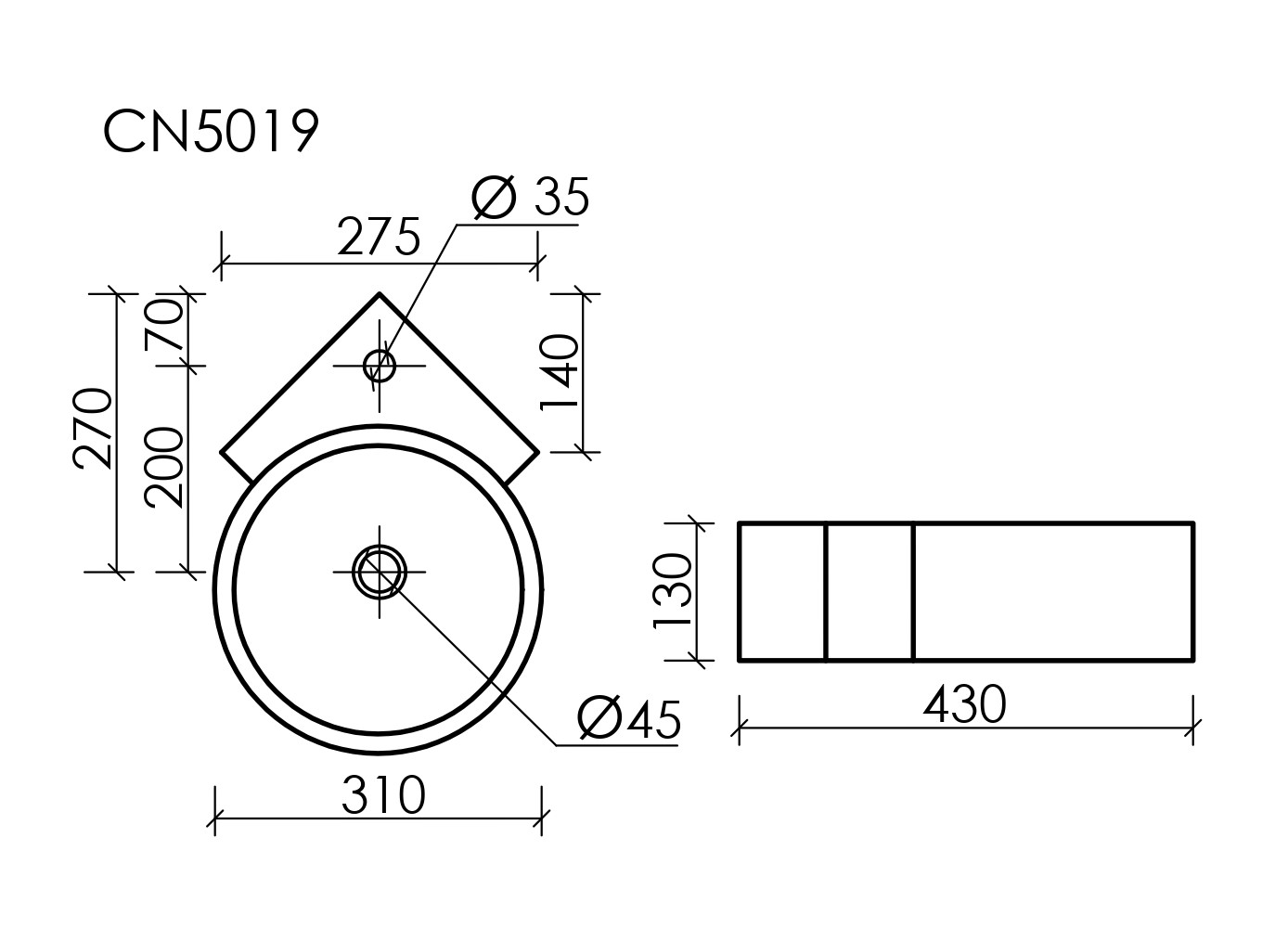 Фото Раковина Ceramicanova Element CN5019 подвесная угловая 31 × 41 × 12,5 см, белый глянцевый