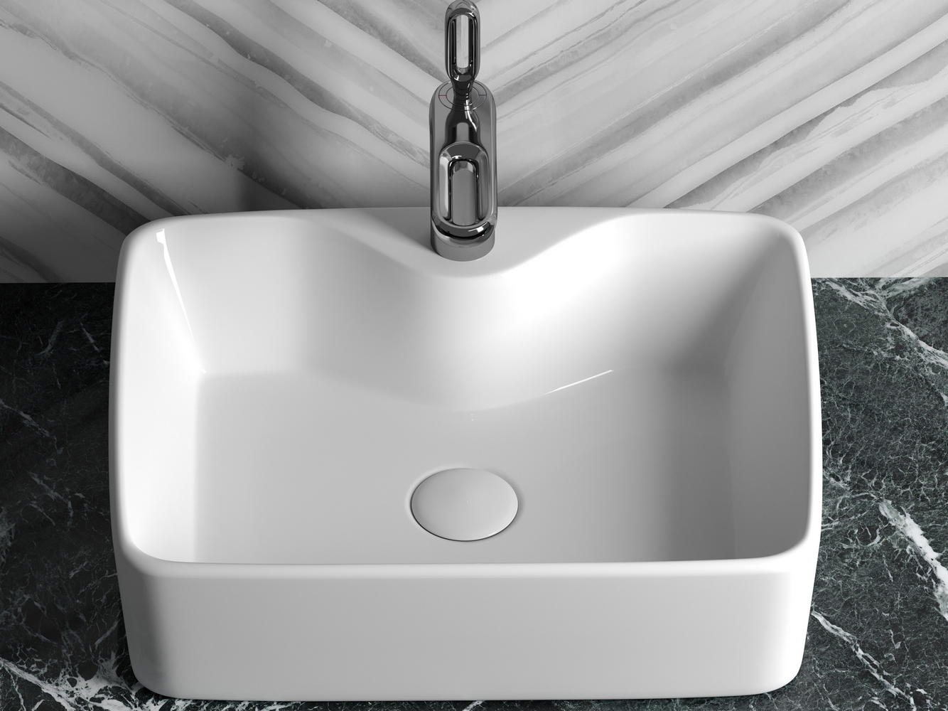 Фото Раковина Ceramicanova Element CN6033 накладная 48 × 37 × 13 см, белый глянцевый