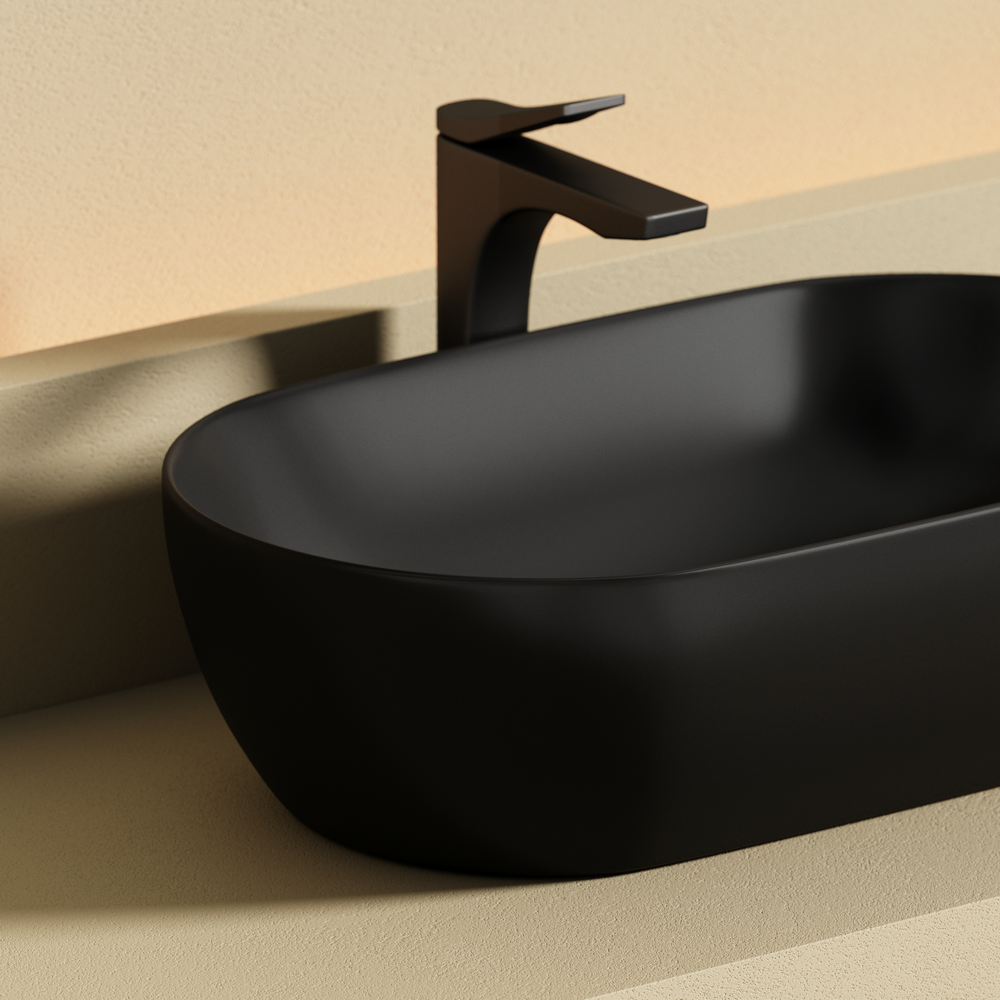 Фото Раковина Ceramicanova Twist CN12001MB накладная 50 × 30 × 14 см, черный матовый