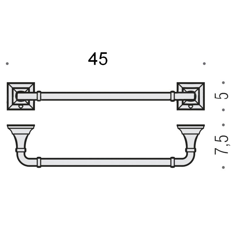 Фото Полотенцедержатель Colombo Portofino B3210.CR подвесной L 45 см хром глянец
