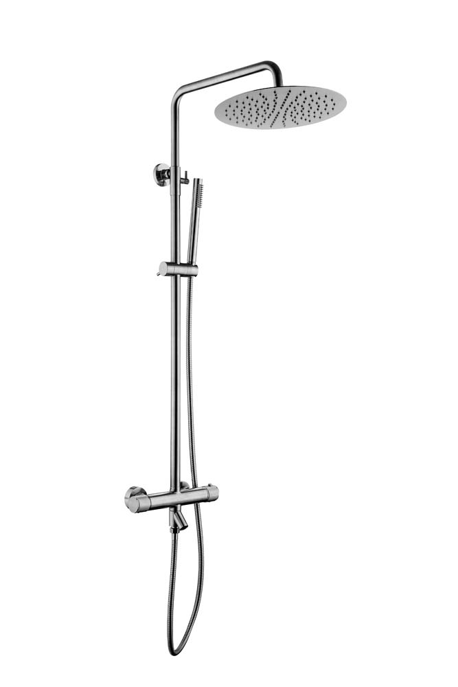 Фото Душевая стойка Boheme Uno 468-T-INOX с термостатическим смесителем, брашированная нержавеющая сталь