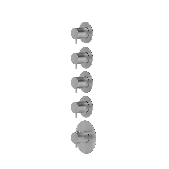 Фото Смеситель Newform X-Steel 316 69861EX.50.050 для душа термостат с переключателем на 4 потока, нержавеющая сталь браш