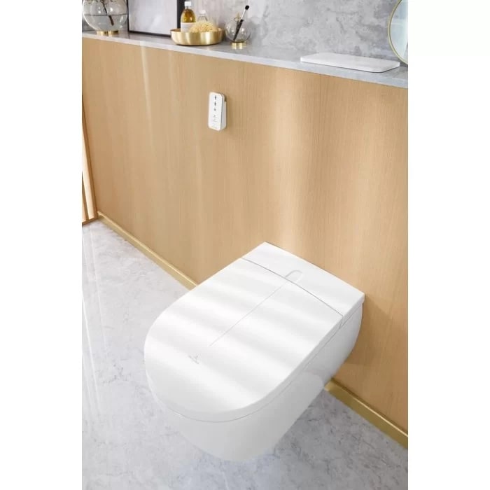 Фото Унитаз-биде подвесной Villeroy & Boch Viclean V0E100R1, с сиденьем с микролифтом, белый глянцевый