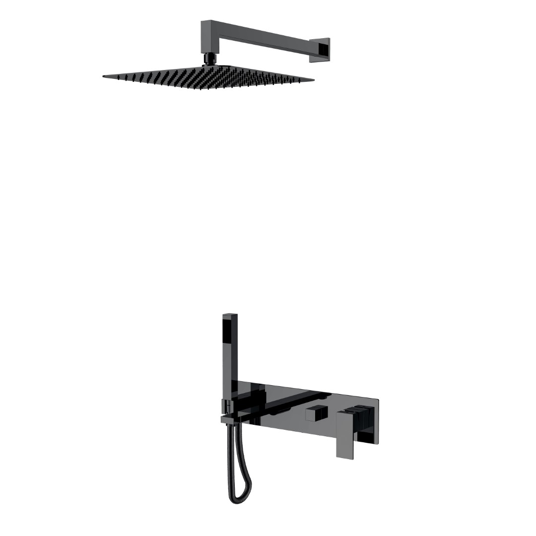 Фото Душевая система Boheme Qubic 474-SGM с изливом графит глянец