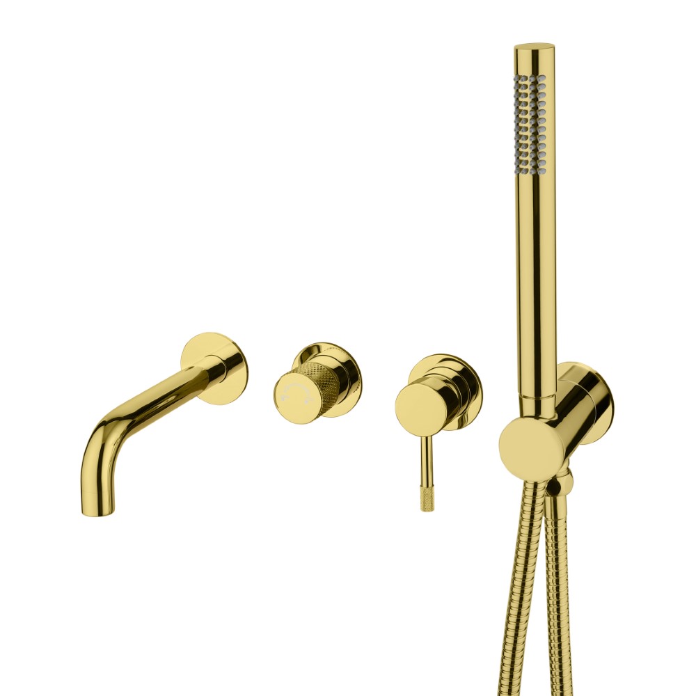 Фото Смеситель для ванны Boheme Uno 464-3-G настенный золото