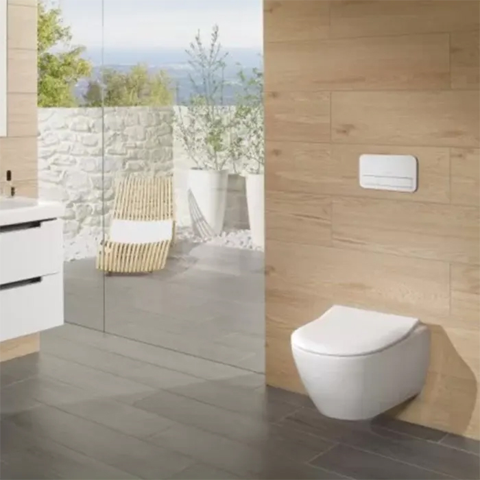 Фото Унитаз подвесной Villeroy & Boch Subway 2.0 5614R2R1, безободковый, с сиденьем с микролифтом, белый глянцевый
